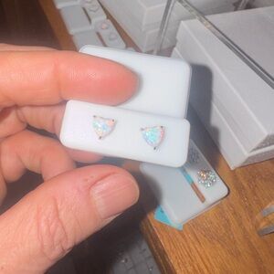 Opal Heart Stud Earrings